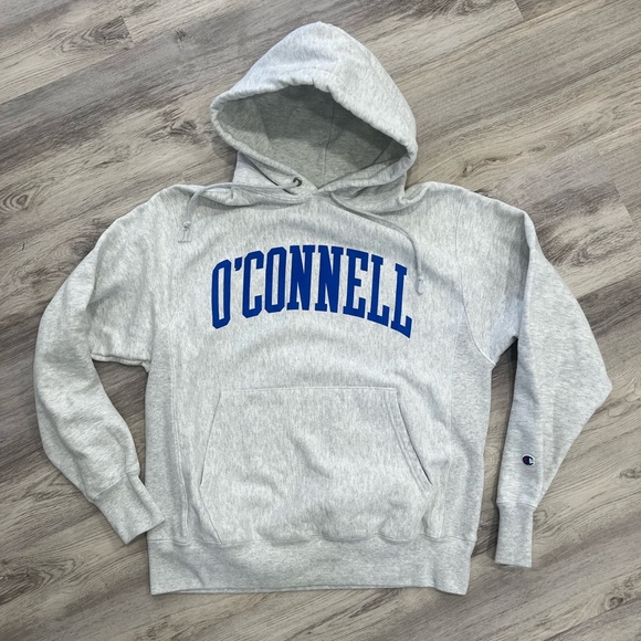 Champion reverse weave O’Connell Gray Hoodie with Blue Print - Picture 1 of 5